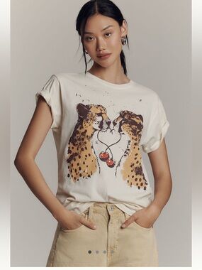 Anthropologie Letluv Cheetah Graphic Tee NWT